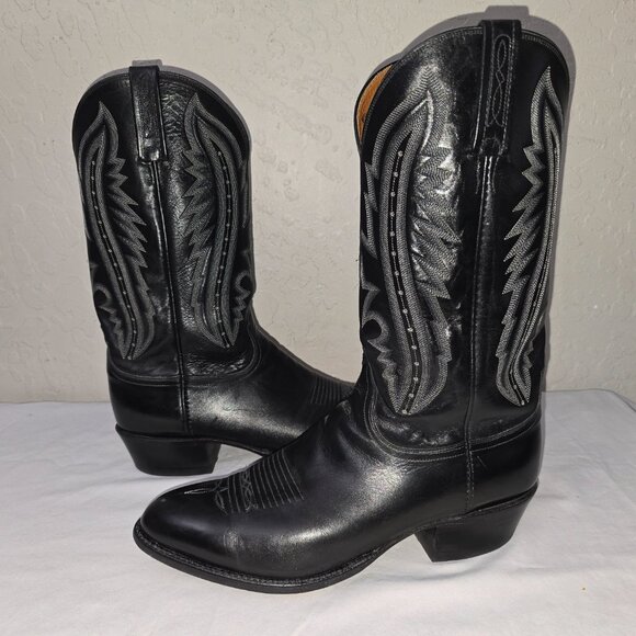Lucchese 2000 Boots Men's 11 D Black Italian Kangaroo Western Cowboy T3010 R4 - Picture 3 of 13